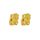 A pair of abstract 18K gold earrings featuring a crinkled, sculptural design that highlights contemporary artistry and texture.