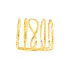 Gold-plated cuff bracelet featuring textured interwoven loops in a sleek and modern design, showcasing elegant craftsmanship and a radiant polished finish.