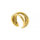 A 3-band intertwined 18K gold-plated ring with a smooth and polished surface, showcasing an elegant, modern, and minimalist design.