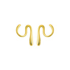 Pair of 18K gold-plated abstract swirl earrings featuring a fluid, organic design with a curved teardrop-shaped finish.