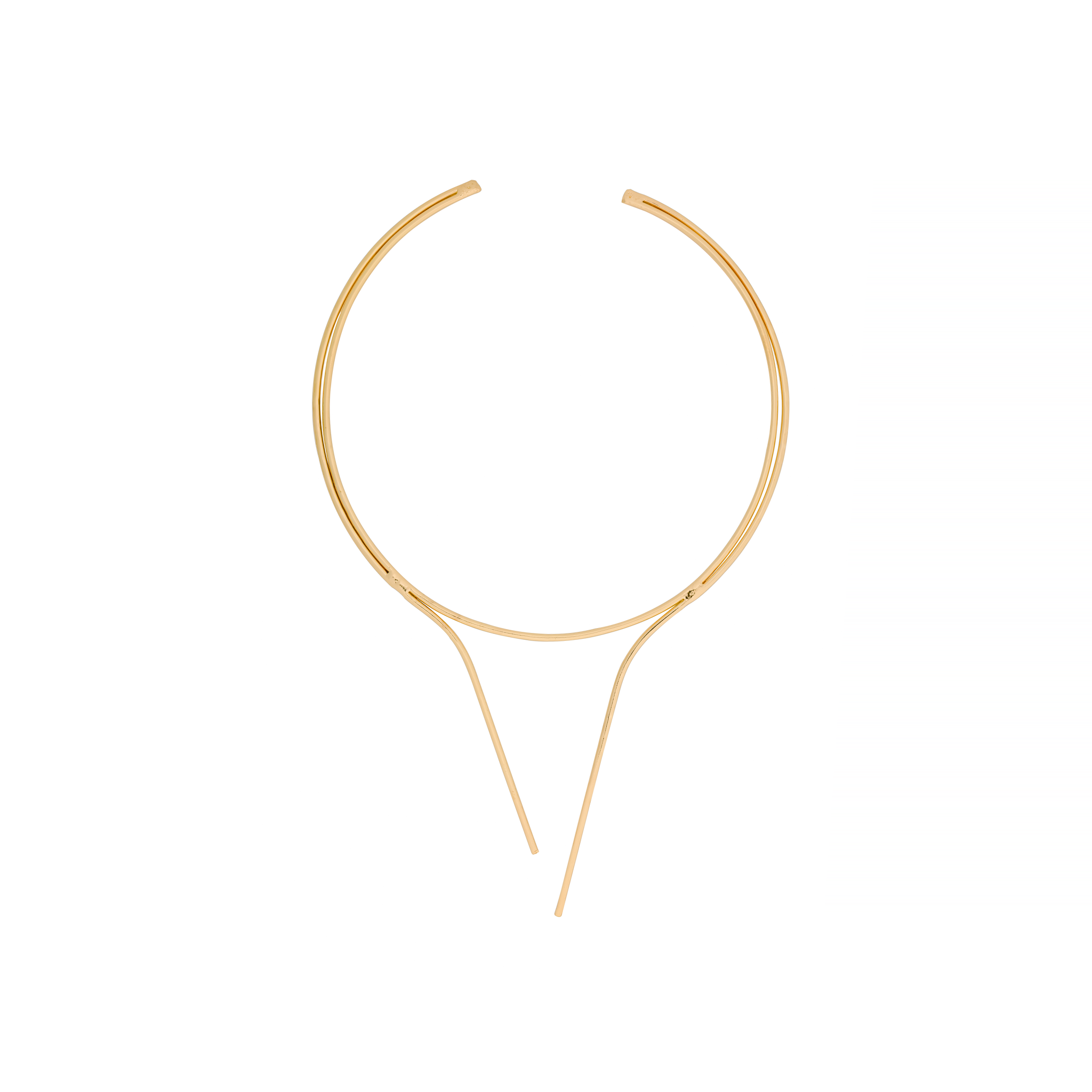 Minimalist 18K gold-plated collar necklace with a sleek Y-shape open design, showcasing its elegant and contemporary craftsmanship on a clean white background.