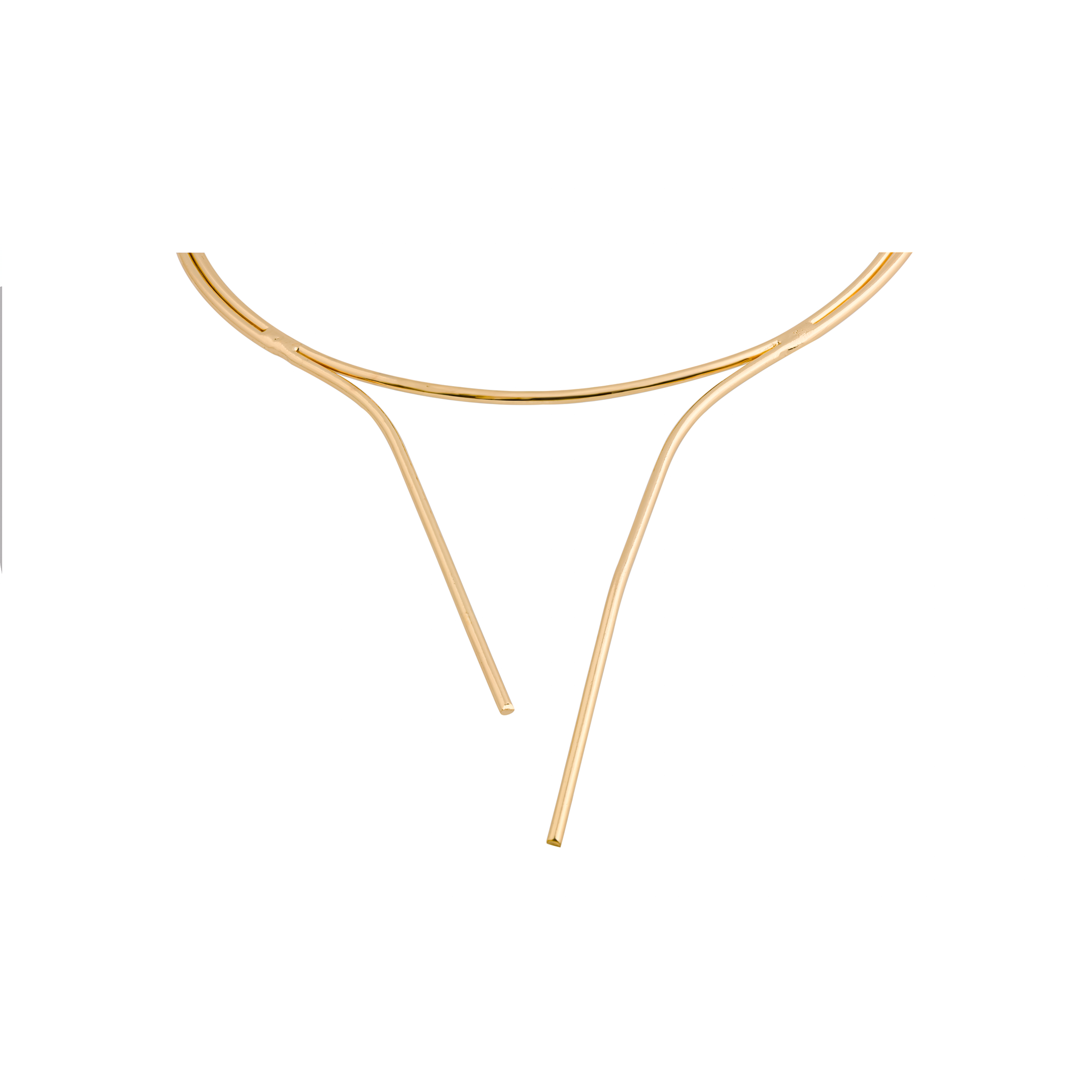 Minimalist 18K gold-plated collar necklace with a sleek Y-shape open design, showcasing its elegant and contemporary craftsmanship on a clean white background.