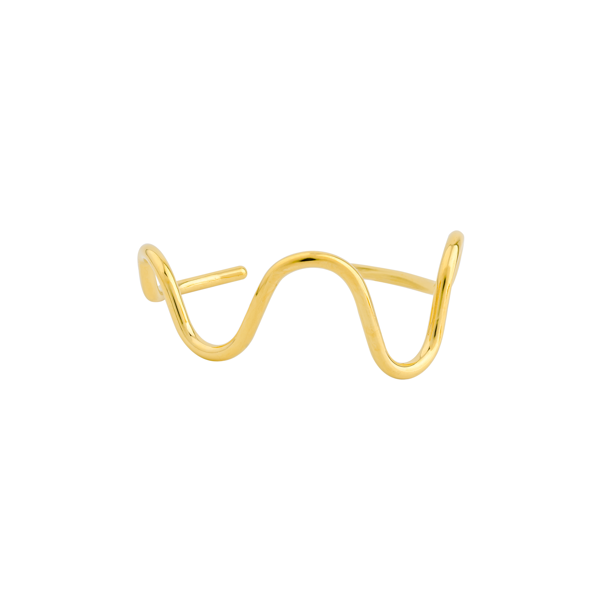 18K gold-plated abstract bracelet with smooth, curved, and fluid design, creating an organic shape for a contemporary and elegant appeal.