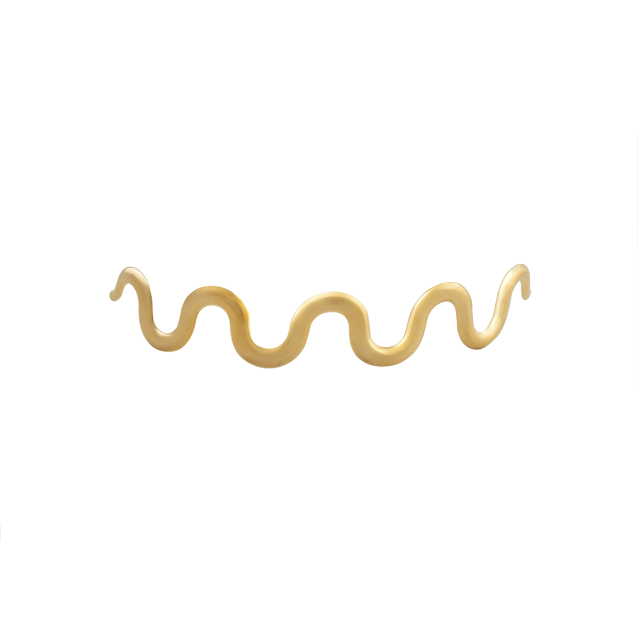 A wavy, gold-tone choker necklace with a fluid, serpentine design, exuding contemporary elegance and a statement-worthy aesthetic.