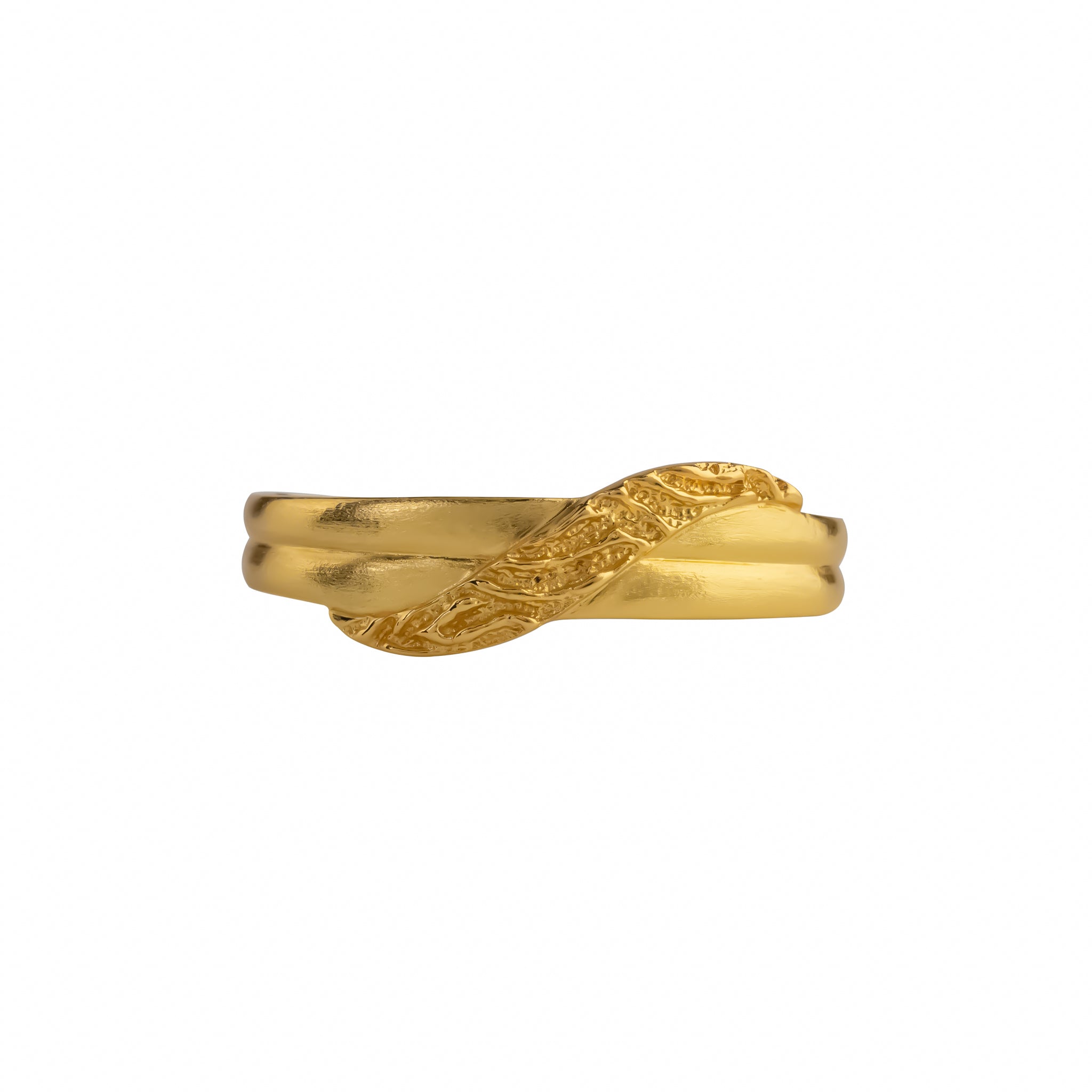 Grace Cuff, 22K gold plated textured open bracelet design.