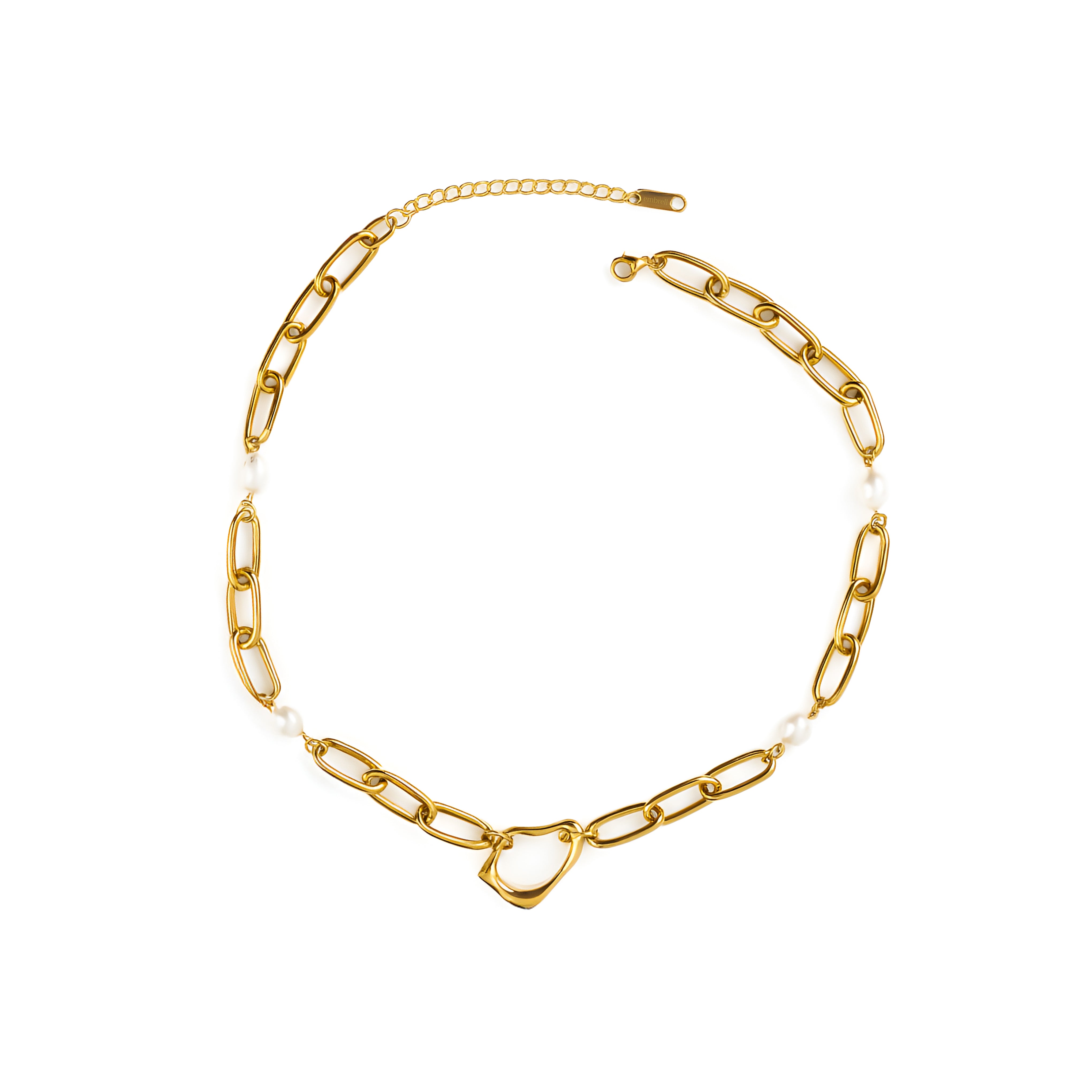 18K gold plated necklace on a white background